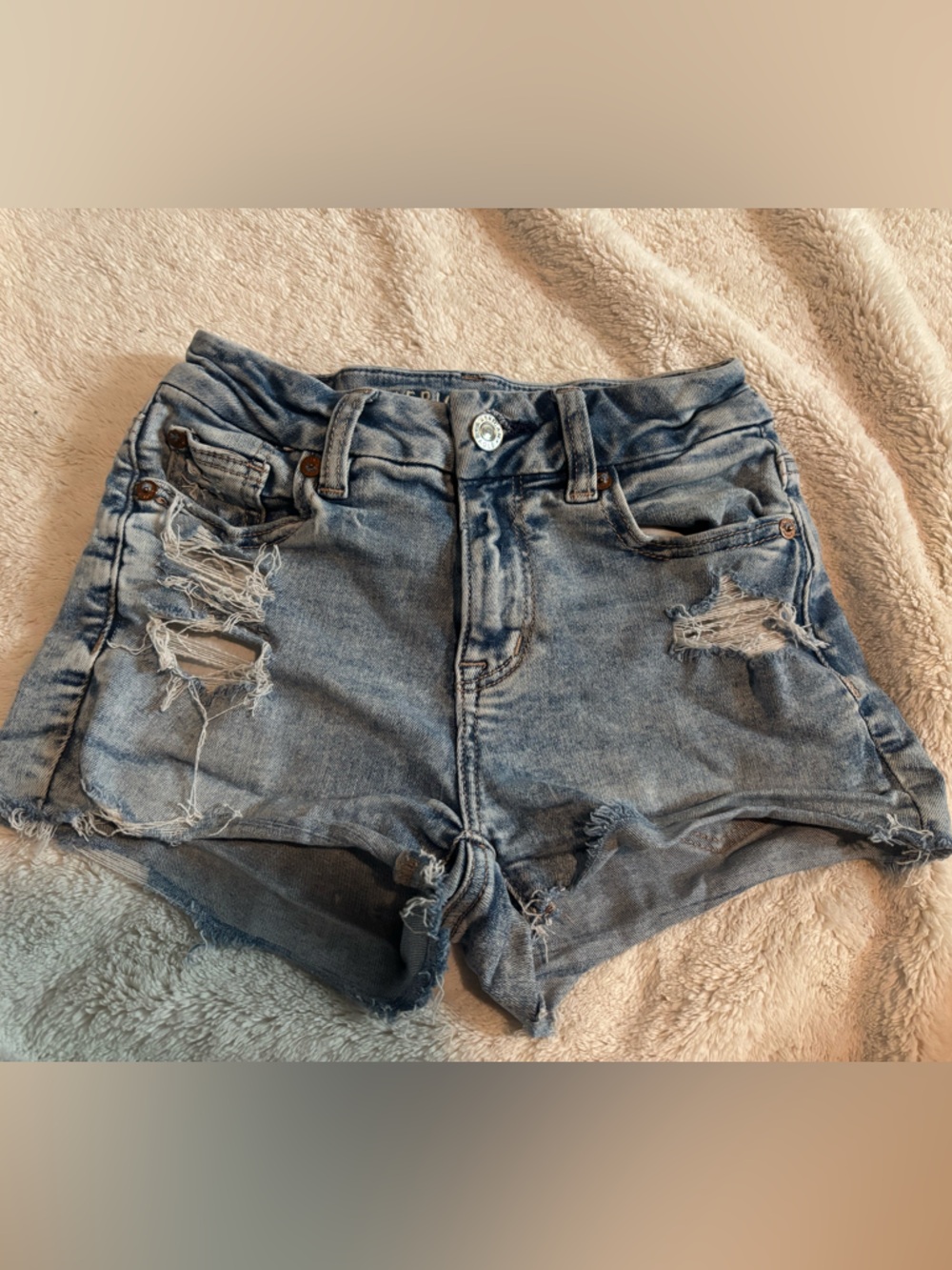 American Eagle Outfitters Distressed Denim Shorts (curvy high-rise)